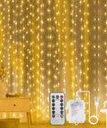 Fairy Curtain Lights 300 LED Warm White Window Curtain String Light, 9.8 ft by 9.8 ft Waterproof Indoor Outdoor Remote