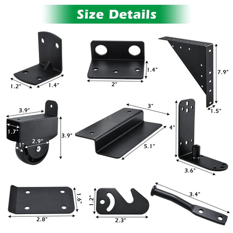 Beefy Heavy Duty Sliding Gate Kit For Deck And Fence With Smooth Roll Wheel Hardware Powder Coated Steel In Black Quiet Glide Weatherproof Gate System For Easy Outdoor Access, size details
