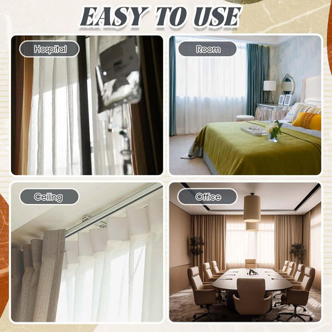 Beefy Heavy Duty Double Curtain Track Set With Ceiling Mount Aluminum Rail For Living Room, Adjustable 3 To 13 Feet, Room Divider Track System, Includes Curtain Slide, Pulleys, Hooks, Clips, Screws And End Caps for ceiling-mounted curtains in room and office