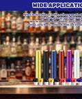 Slick PVC Heat Shrink Wine Capsules Paired With Wooden T Shape Stoppers And Sealing Plugs For DIY Cellar Wraps And Home Winemaking Craft Kits display on bar counter.