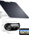 Argus 4 Pro 4K Solar Outdoor Wireless Camera With 180 Degree Dual Lens 8MP ColorX Night Vision on wall mount and screen view