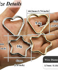 Four Piece Heart And Star Carabiner Keychain Clips In Gold And Silver Durable Alloy For Crafts Bags And Charms With Smooth Spring Loaded One Handed Opening