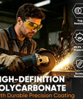 Man wearing Anti Fog Safety Glasses For Men And Women With Adjustable Arms ANSI Z87.1 Rated Scratch Resistant Eye Protection Goggles