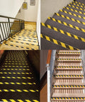 Heavy Duty Anti Slip Grip Tape 6 Inch By 30 Ft Black And Yellow Striped 80 Grit Aluminum Oxide on various stairs