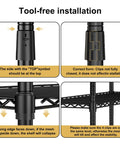 Tool-free installation guide for Beefy 3 Tier Wire Shelving Unit With 1200 Lbs Total Capacity And 400 Lbs Per Shelf, Heavy Duty Metal Rack.