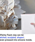Cosplay Foam Clay White High-Density For Intricate Designs Air Dries In 48 Hours displayed with floral mold shapes.