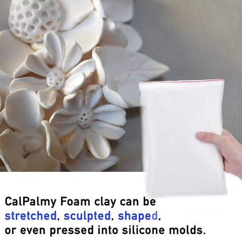 Cosplay Foam Clay White High-Density For Intricate Designs Air Dries In 48 Hours displayed with floral mold shapes.