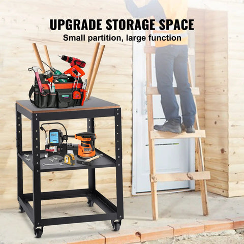 Dang Solid Thickness Planer Stand With Three Gear Height Adjustable Rolling Cart Holding Up To 100 Lbs Featuring Sweet Swivel Caster Wheels and Easy Shop Storage with tools.