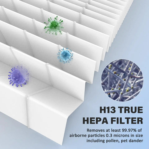 H13 HEPA filter detail from Replacement Filter Set For 9000 Air Purifier Includes 3 Filters And 6 Activated Carbon Filters