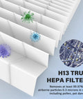 HEPA Filter Replacement For VEVA ProHEPA 9000 Air Purifier Includes Four Filters And Eight Activated Carbon Filters showing filtration efficiency