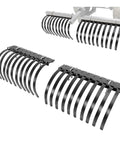 Heavy Duty ATV UTV Landscape Rake Implement for Rock Removal Grass Clumps and Debris Prep, adjustable teeth, powder-coated steel