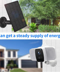 Rugged IP65 Waterproof Solar Panel Kit for Security Cameras, adjustable mount, outdoor setting under sunny sky