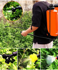 5 Gallon Knapsack Sprayer With Adjustable Nozzles For Lawn And Garden, Manual Pump Backpack Sprayer in use on green plants
