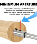 Built Different High Carbon Steel Forstner Bit Extension Set 7 Inch And 10 Inch showing minimum aperture measurement on wood.