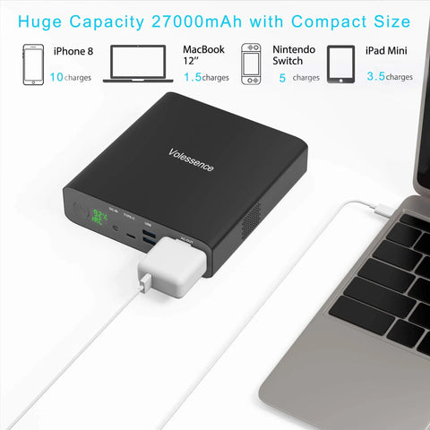 27000mAh AC 130W Portable Laptop Charger With TSA Approval All In One On The Go Power Bank charging MacBook