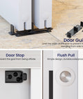 Bypass Sliding Door Hardware Kit For Cabinets And Closets Aluminum Alloy With Finger Pull 2 Door System Hidden Design