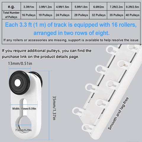 Close-up of Ceiling Mounted Double Row Curtain Track System With Silent Heavy Duty Pulleys, Easy Install for curtains.