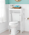 Over The Toilet Storage Shelf Space Saver Tall 37 Inches With Fixed Shelf And Open Grid Design Freestanding Bathroom Organizer