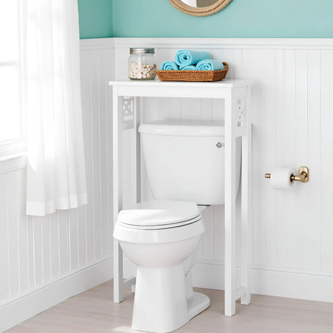 Over The Toilet Storage Shelf Space Saver Tall 37 Inches With Fixed Shelf And Open Grid Design Freestanding Bathroom Organizer