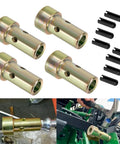 Two Pairs Cat 2 Quick Hitch Adapter Bushings Set For Category II 3 Point Tractors Heavy Duty Built Tough Workhorse Quick Hitch Fit For Speeco John Deere Jeffers Attachments And More For Farm Use Only, shown with bushings and pins illustration.