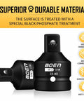 Impact Socket Adapter And Reducer Set For SAE Sizes One Quarter Through Three Quarters Inch With CR-MO Steel Construction