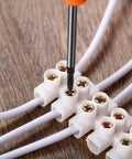 12-Position Dual Row White Screw Terminal Block Set 10 A 380 V Wire Connector Electrical Barrier Block for small projects