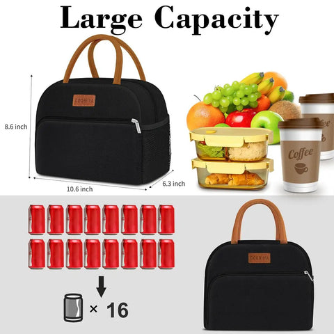 Insulated Lunch Bag For Work Travel And School Leakproof 10L Tote Reusable Stylish Oxford Fabric Lunch Box For Men And Women