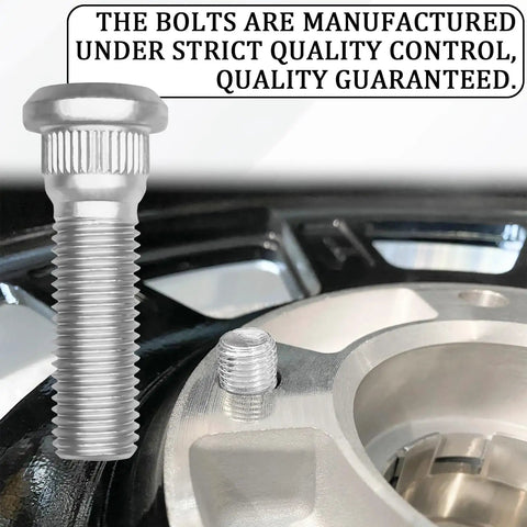 Image of Five Piece Steel Wheel Studs Kit featuring M12x1.5 threads and 49mm length on a wheel hub background.