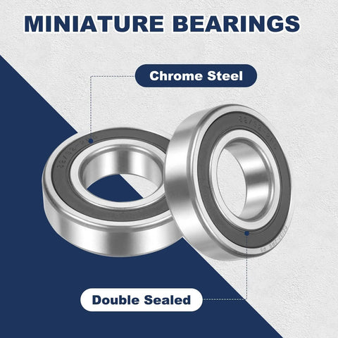 Deep Groove Ball Bearing 32mm x 65mm x 17mm Chrome Steel Double Rubber Sealed ABEC 5 Tolerance, side view showing seals