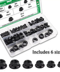 Hex Flange Nuts Set Kit 136 Piece Six Metric Sizes Black Carbon Steel Zinc Plated Assortment For Home Auto And Shop Use M3 M4 M5 M6 M8 M10 Easy To Install And Reusable No Slip Grip Durable Fasteners