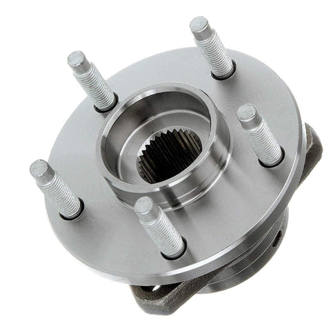 Front Wheel Bearing Hub Kit With Lug Nuts For Chevy Malibu 2004-2012, 5 Lug ABS Compatible, close-up view of hub assembly.