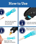 How to use steps for Dope Heat Shrink Spade Connectors Kit With KableSeal Tech, Double Wall Tubing, Tin Plated Copper, AWG 22-10.