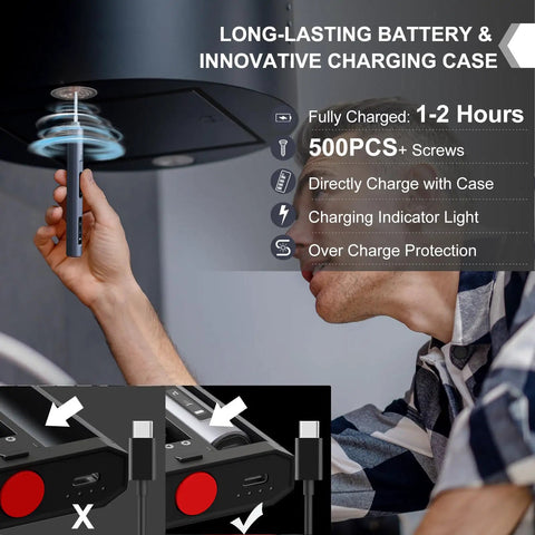 Person using 52-In-1 Mini Electric Screwdriver Kit With 48 Magnetic Bits Cordless Pro Grade Portable Screwdriver Set