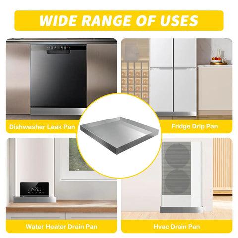 Stainless Steel Washing Machine Pan For Floor Protection 32 By 30 By Two And A Half Inches Heavy Duty Drip Tray in various appliance uses.