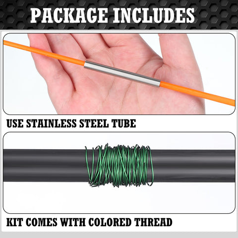 Pro Grade 15 Piece Fishing Rod Repair Kit With Slick Wrapping Machine And Winding Tools Built Tough Premium Thread Adjustable Stand No Sweat Setup Essential Gear For Anglers, showing stainless steel tube and colored thread.