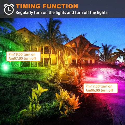 Slick Smart Bluetooth LED Flood Light Outdoor And Indoor 30 Watt Equivalent To 300 Watts RGB Color Changing Landscape Bulb With Phone App Control 16 Million Hues 23 Vibe Modes Timing Setting For Backyard Yard Security
