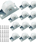 12 Pack 1 Inch Heavy Duty Fixed Non Swivel Caster Wheels With Hidden Mounting Plate, White Hard Plastic Wheels For Furniture And Small Appliances, Includes M4x16mm Screws, Durable Steel Top Plate, Stable And Quiet Rolling shown with screws