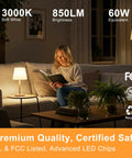 Rechargeable Emergency Light Bulb Battery Powered 9W LED 850 Lumens Soft White 3000K E26 120V UL Listed 4 Pack during reading