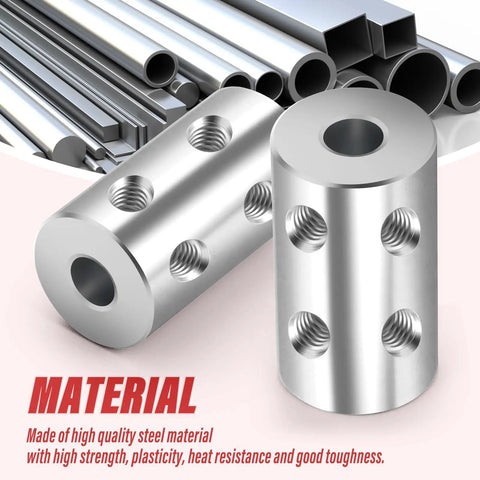 Six Pack 8mm To 10mm Steel Shaft Couplings Rigid Set Screw Motor Shaft Connectors For DIY Projects Motor Accessories Kit With Allen Wrench And Screws High Strength Durable Easy Install. steel couplings with set screw holes