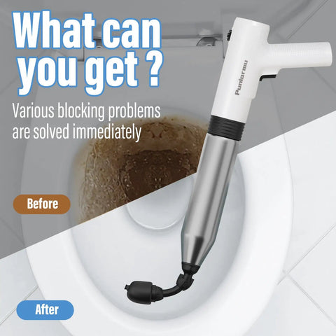 Heavy Duty Electric Toilet Plunger That Cracks Open Stubborn Clogs Fast, High Pressure Air Jet Drain Opener For Bathroom Sinks And Kitchen Pipes, Zero Headache near clogged toilet.