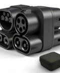 CCS1 To CCS2 EV Charger Adapter Type 1 To Type 2 SAE J1772 IEC 62196 Dual AC DC Compatibility 32A 250V AC And 250A 1000V DC Powerhouse 250KW Peak Power Black Easy Click Fit For EU US Bridge with carrying case