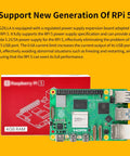 Badass AI Powered Bionic Robot Dog With Raspberry Pi 5 And 12 Joints For Python Coding Enthusiasts Featuring OpenCV Face Color Tracking And Hella Impressive Embedded Intelligence Tech. Image of Raspberry Pi 5 board, showing USB ports and HDMI, with power supply design.