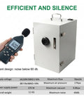 Killer 500W Industrial Benchtop Dust Collector And Lab Vacuum Extraction Unit For Fine Particle Removal Including Gypsum Resin And Metallic Debris With Hella Strong Suction Power, displaying a noise meter next to the unit.