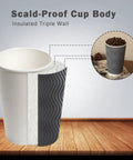16 Oz Insulated Ripple Wall Disposable Coffee Cups No Lids 90 Pack Gray Corrugated To Go Cups for preventing heat scald