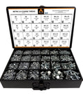 Pro Grade Metric Fastener Set With 1275 Piece Heavy Duty Black Steel Drawer Box Packed Full Of M6 M8 M10 M12 Zinc Plated Hex Bolts Nuts Flat Washers For Garage Jobs in organized compartments