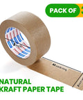 Heavy Duty Kraft Paper Packing Tape For Moving And Shipping, Eco Friendly Biodegradable, Writable Uncoated Brown Tape, 2 Inch By 43 Yards, 3 Rolls
