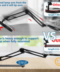 Comparison of 12x Magnifying Glass With Light And Stand, highlighting 11-inch sturdy base vs 7.48-inch weak base, demonstrating stability.