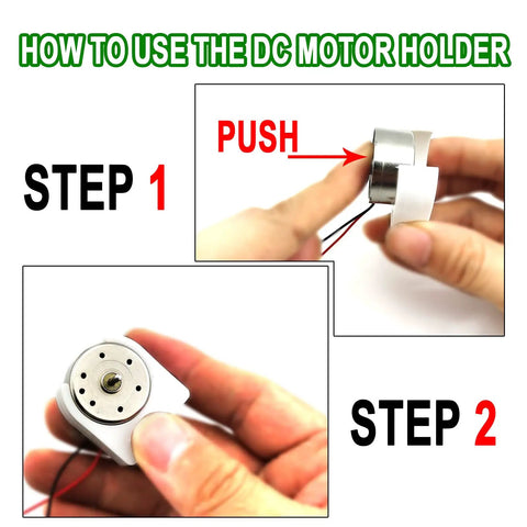 Step-by-step guide using motor holder from Six Pack Mini Generator Motors Kit For DIY Electronics And School Projects 3V To 12V DC Motors.