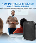Powerful Wireless Voice Amplifier With Headset Mic For Classrooms Portable Bluetooth PA System 15W Speaker in lecture