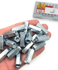 Twenty Pack One Quarter Inch Twenty Thread Hex Coupling Nuts Zinc Plated Heavy Duty Extended Hexagon Rod Connectors for All Threaded Rods